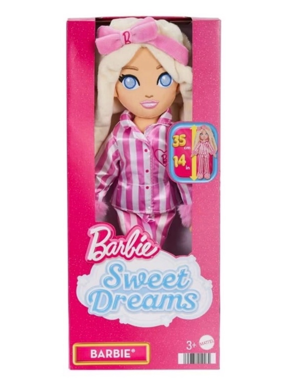 🆕 Sweet Dreams Barbie Malibu Plush Soft Doll In Bedtime Outfit With Bow Headband